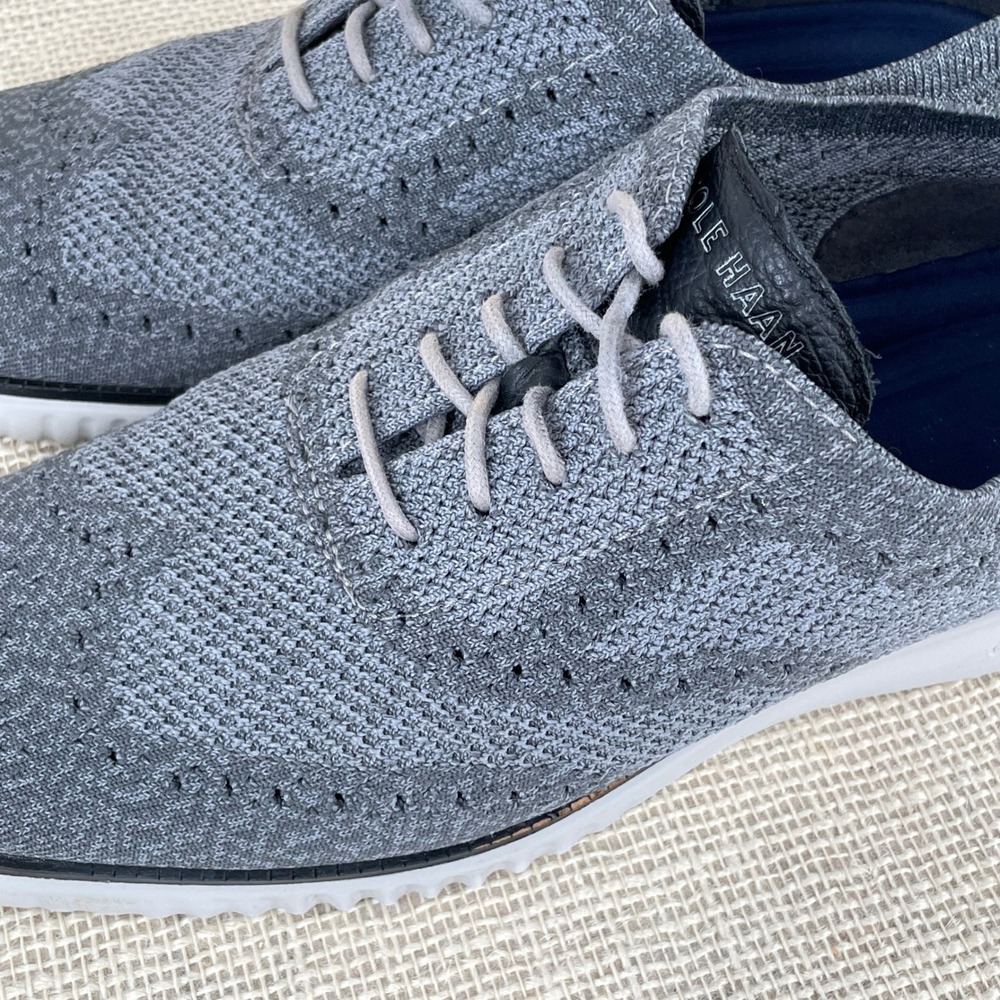 Cole Haan Zerogrand‎ Stitchlite Wingtip Oxford Mens 10 Grey Knit Sneakers C27565 - Picture 3 of 10